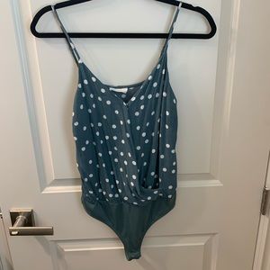 Teal polka dot body suit